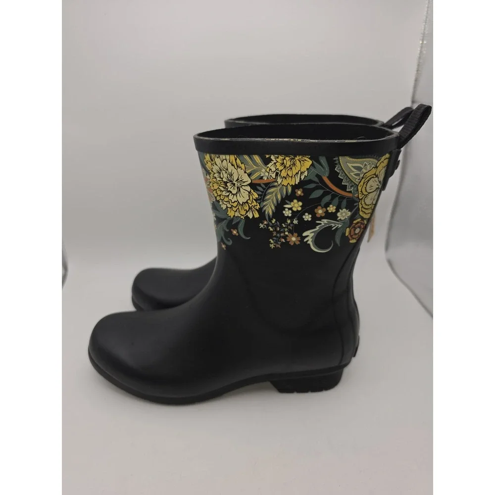 Chooka Women's Mid-Calf Waterproof Rubber Rain Boots with Vintage Print Size 8